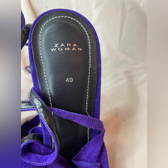 Zara rare 100% leather ruffled frill heels size 40 - Picture 6 of 8